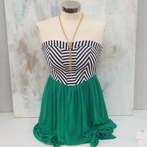 Navy and Green Chevron Midi dress